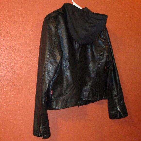 Levi Woman Medium Black Full Zip Pockets Hooded Jacket - Picture 7 of 11